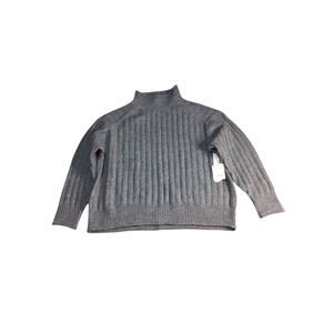 a.n.a. Sweater Long Sleeve Mock Neck Chunky Knit Pullover Women's Size XL Gray